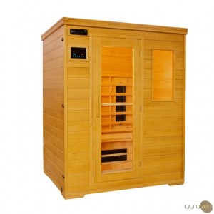 Sauna infrarouge de trois personnes en hemlock et à radiants en carbone
